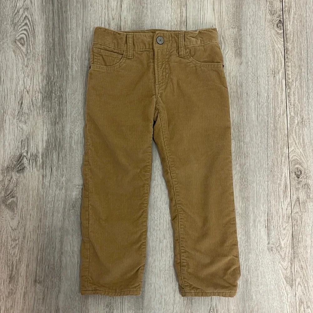 Gap Boys tan corduroy pants size 4 with soft comfortable gray lining